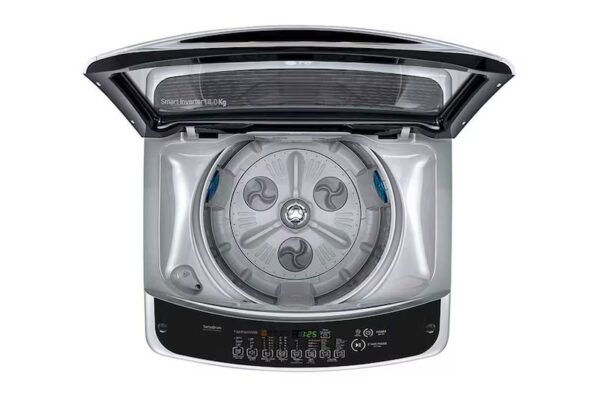 ⁦LG غسالة 14 كيلو , تحميل علوي ,لون فضي ,  موديل T1466NEHGU⁩ - الصورة ⁦4⁩