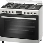 بوتاجاز بوش غاز ، 90 × 60 سم، 5 شعلات، فرن سعة 125 لتر،لون فضي - HGV1F0U50S