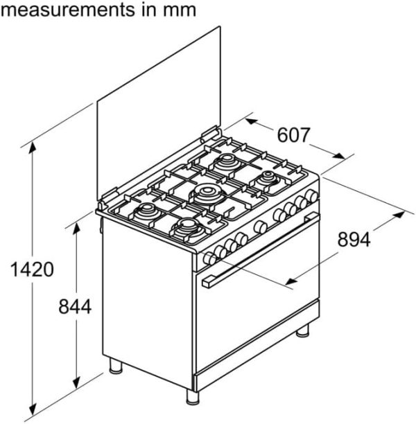 ⁦بوتاجاز بوش سيريس 2 غاز كامل 90 سم - ستانلس ستيل - سعة 147 لتر - موديل HGV1F8Y50S⁩ - الصورة ⁦6⁩