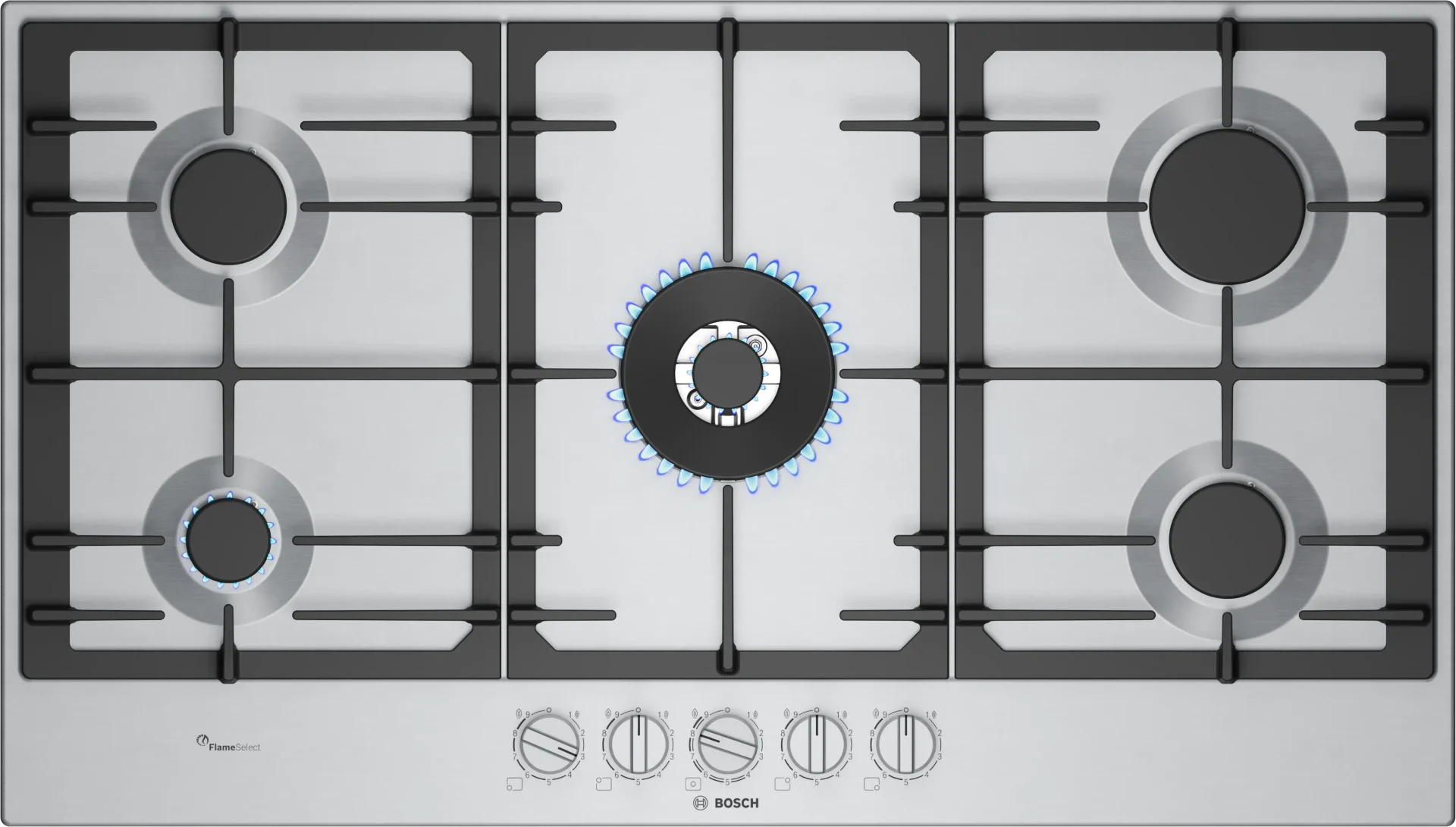 25539855_PCR9A5I90_STP_def بوش مسطح غاز - 5 شعلة – 90 سم، ستانلس ستيل - موديل - PCR9A5I90 - الصورة 1