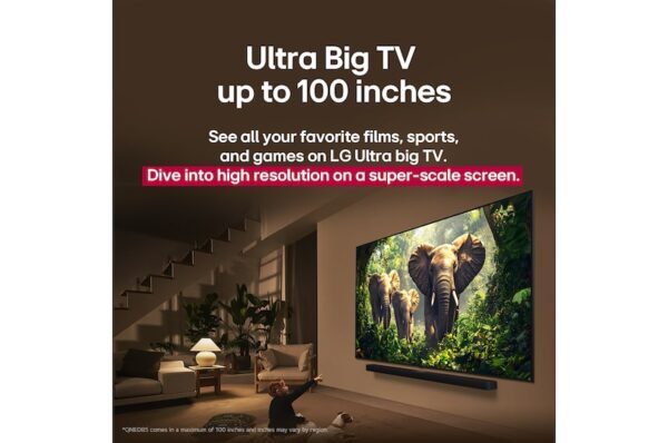 ⁦شاشة 100 بوصة LG QNED evo AI QNED86 MiniLED بدقة 4K، نظام webOS25، إصدار 2025 , موديل100QNED86A6.AFUG⁩ - الصورة ⁦3⁩